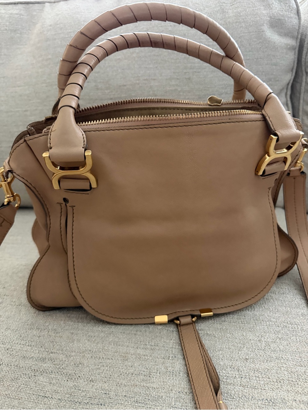 Chloé Medium Marcie Double Carry Satchel biege/tan